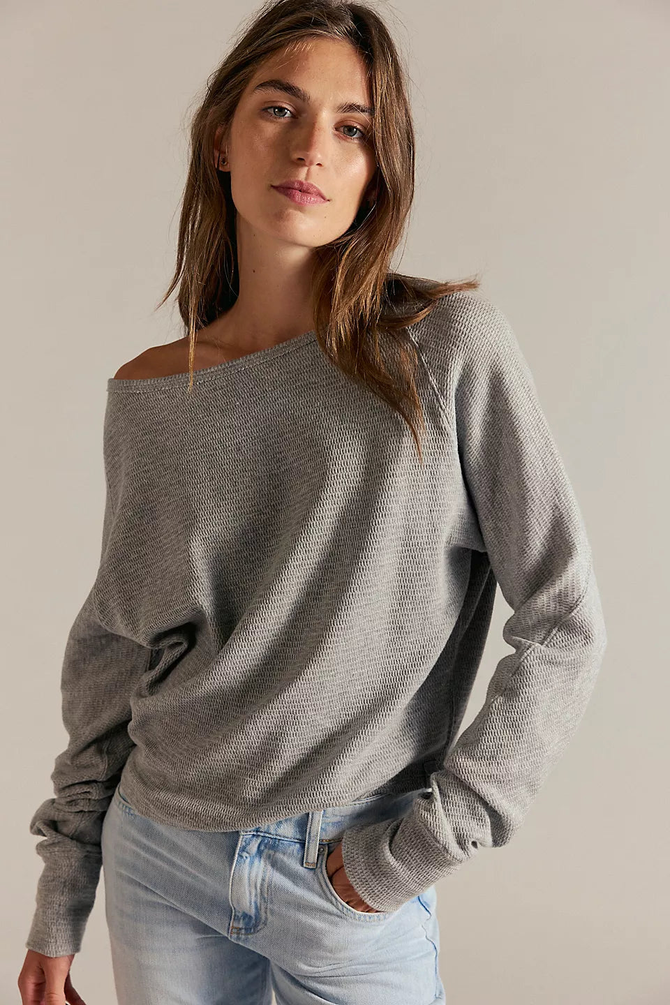 FREE PEOPLE JESS LONG SLEEVE - HEATHER GREY