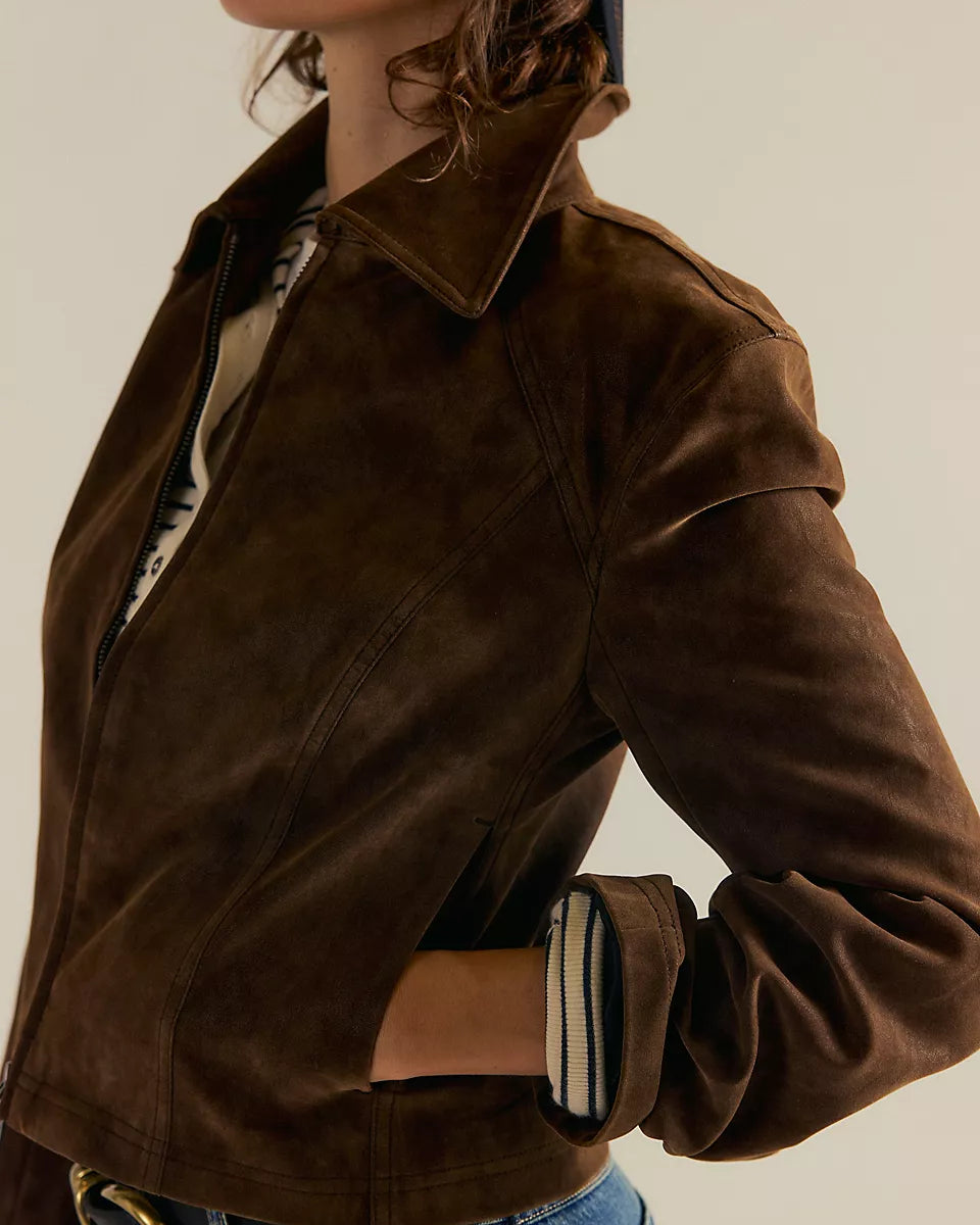 FREE PEOPLE RIVER VEGAN JACKET - DOUBLE ESPRESSO