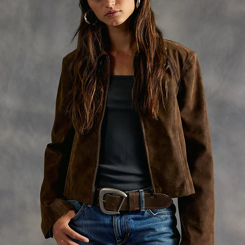 FREE PEOPLE RIVER VEGAN JACKET - DOUBLE ESPRESSO