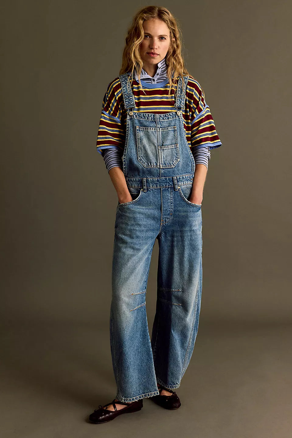 FREE PEOPLE GOOD LUCK OVERALLS - ULTRA LIGHT BEAM