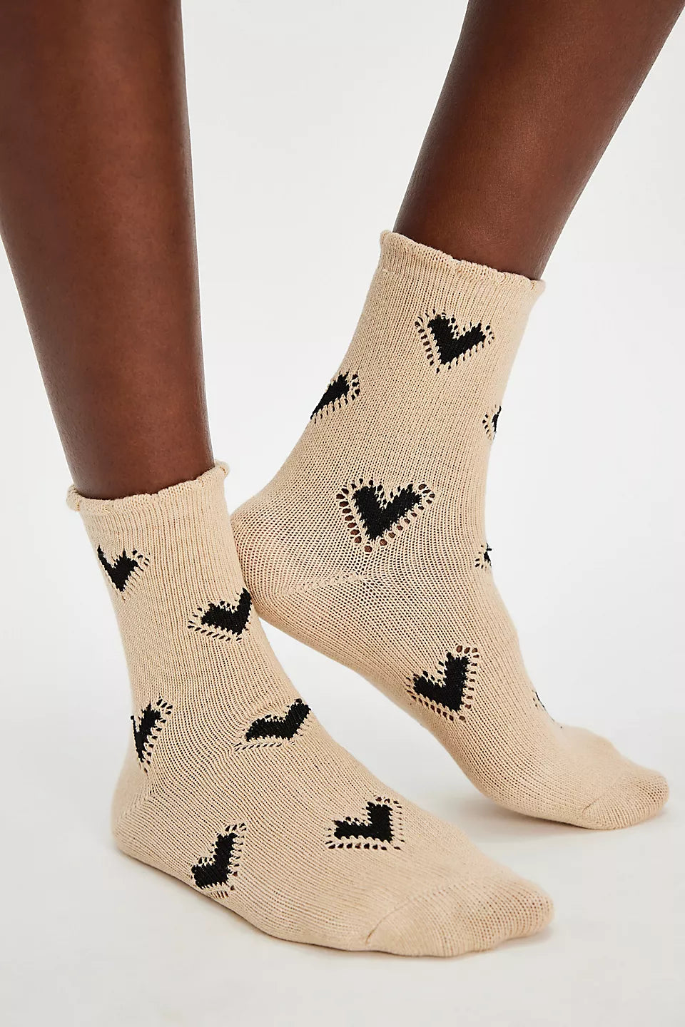 FREE PEOPLE CUPIDS BOW SOCKS - BROWN
