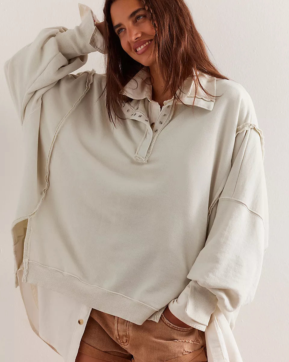 FREE PEOPLE CAMDEN HENLEY - GREY OPAL