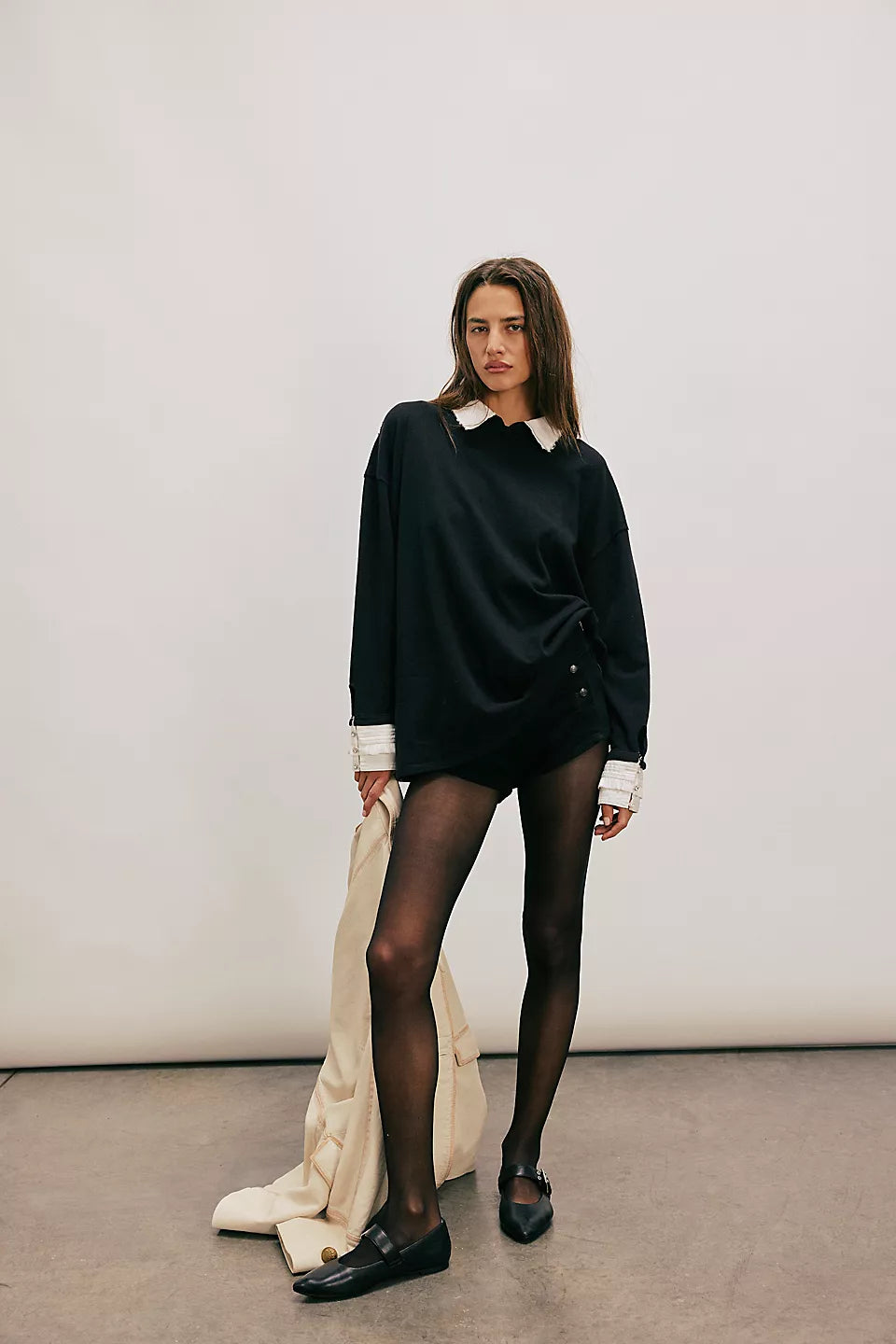 FREE PEOPLE GIANNA TWOFER TOP - BLACK COMBO