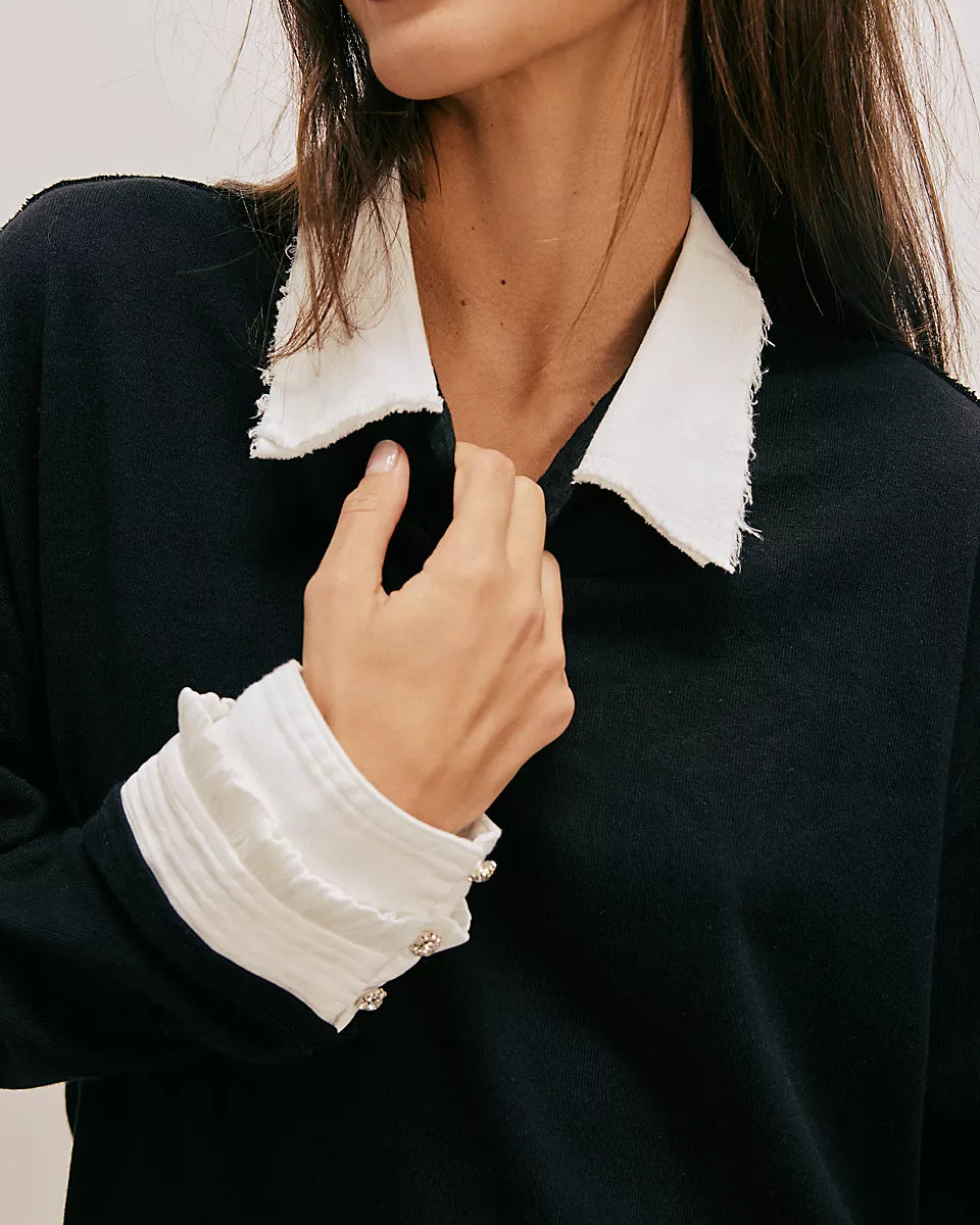 FREE PEOPLE GIANNA TWOFER TOP - BLACK COMBO