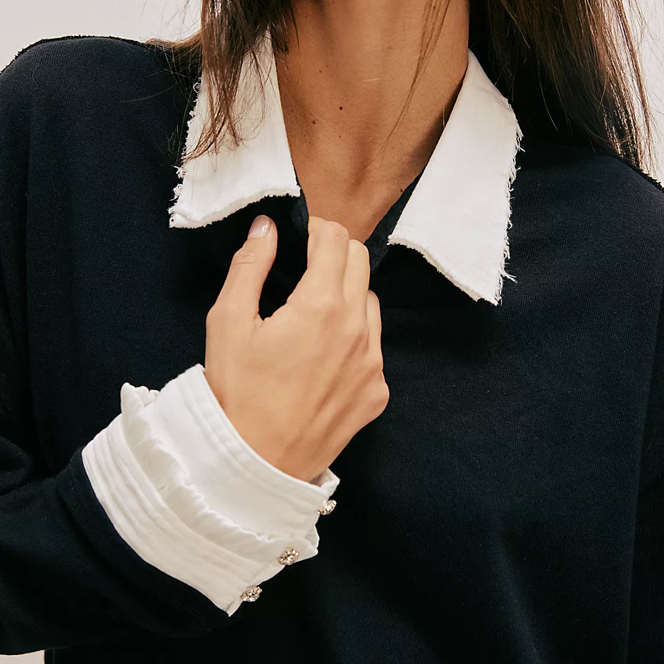 FREE PEOPLE GIANNA TWOFER TOP - BLACK COMBO