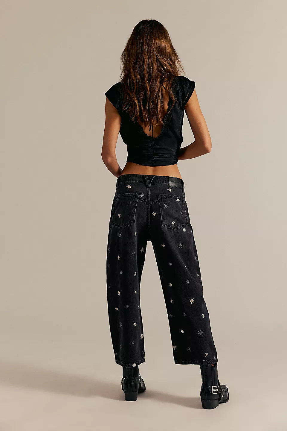 FREE PEOPLE DEEP TRANCE EMBROIDERED PANTS - STARRY NIGHT