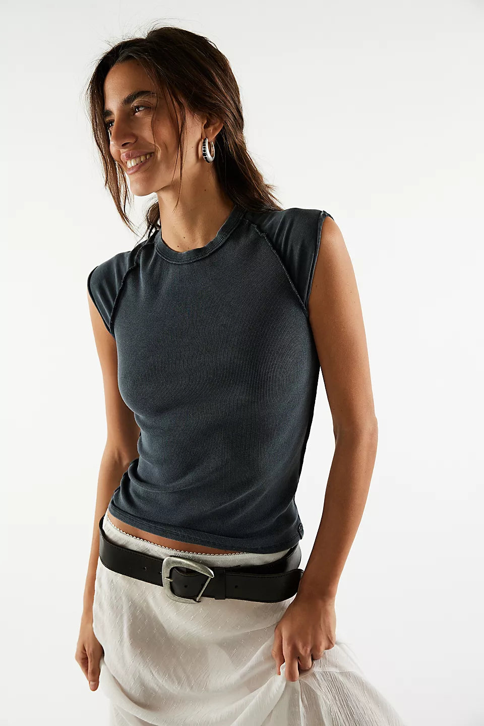 FREE PEOPLE EVER HAD TEE - BLACK