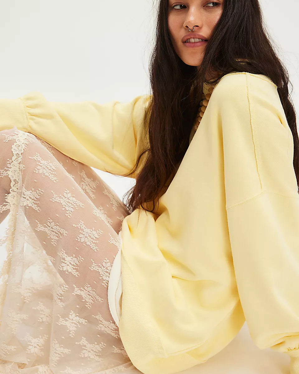 FREE PEOPLE PALM SPRINGS TURTLENECK - BANANA CREAM