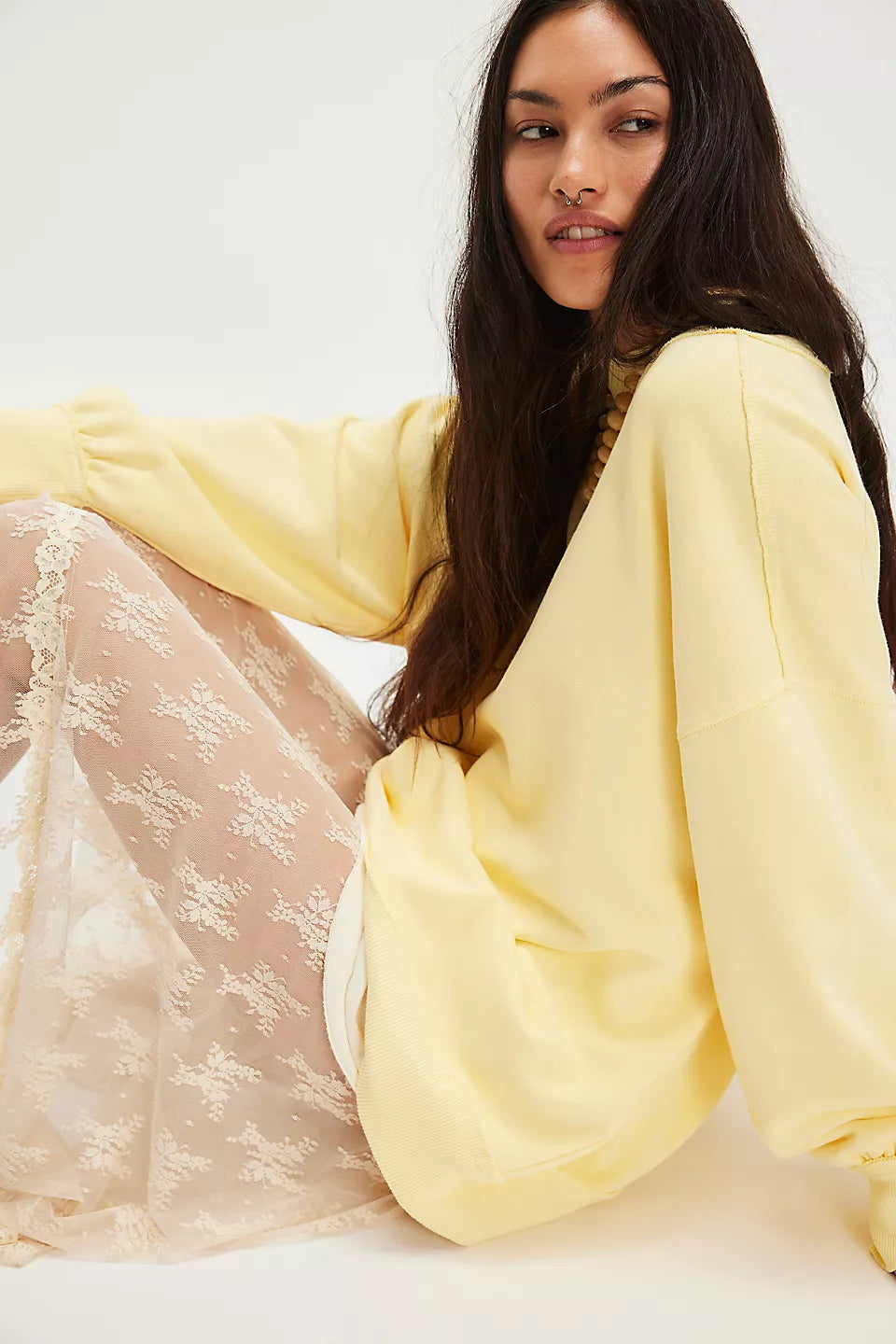 FREE PEOPLE PALM SPRINGS TURTLENECK - BANANA CREAM