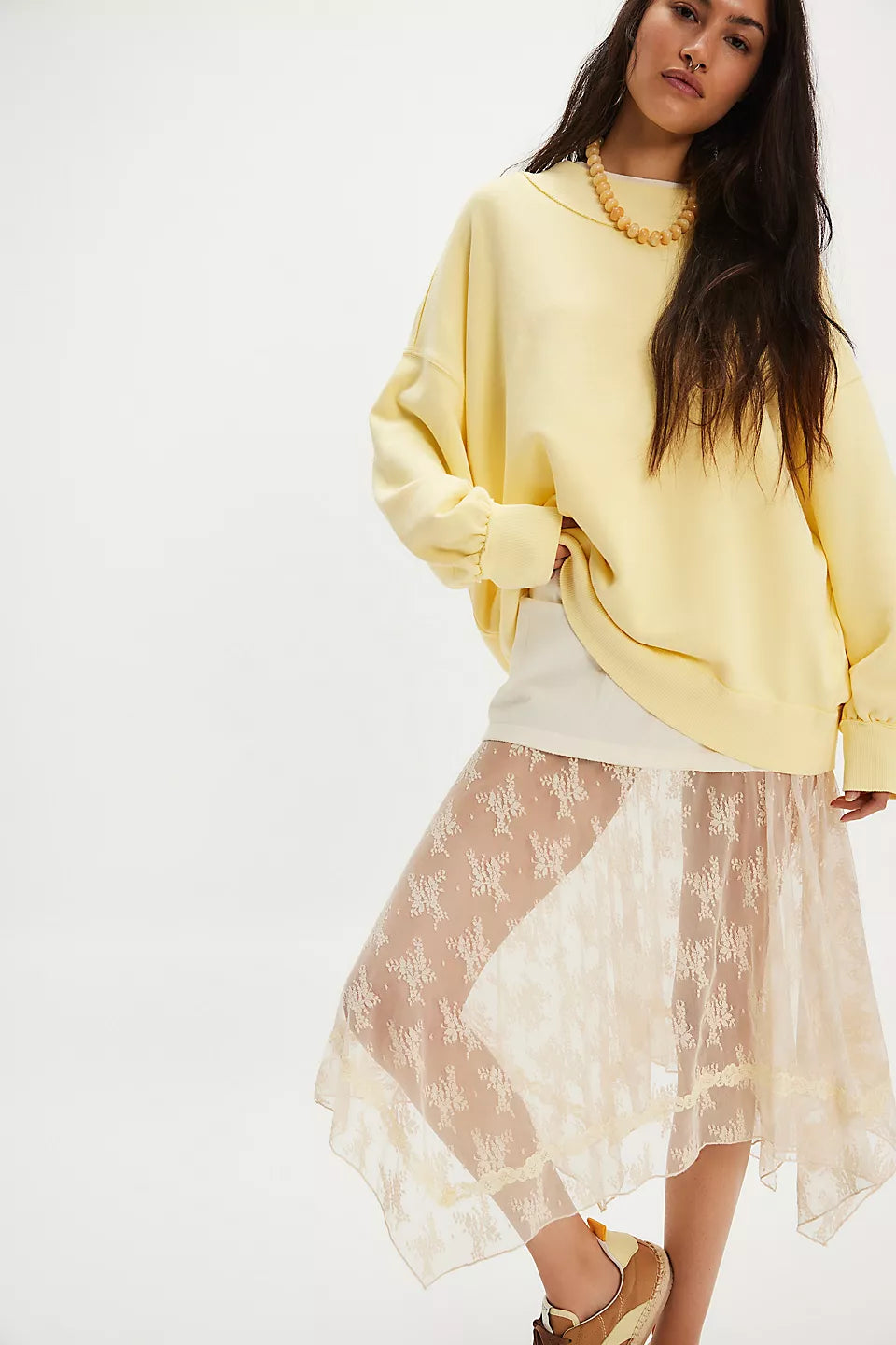 FREE PEOPLE PALM SPRINGS TURTLENECK - BANANA CREAM