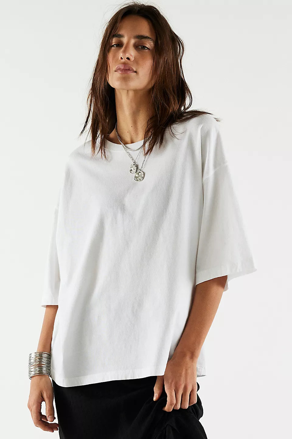 FREE PEOPLE PERFECT OVERSIZED TEE - WHITE