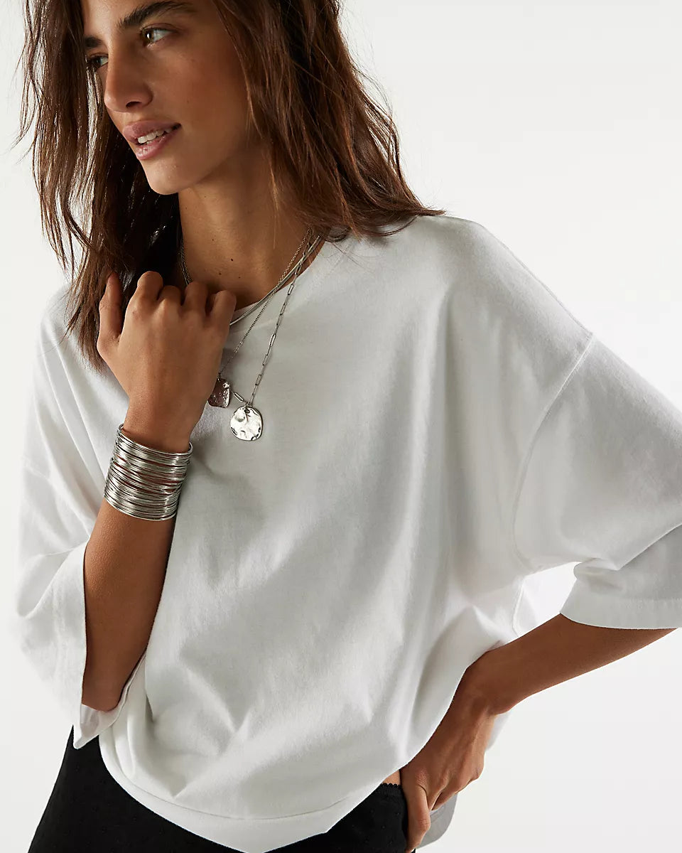 FREE PEOPLE PERFECT OVERSIZED TEE - WHITE