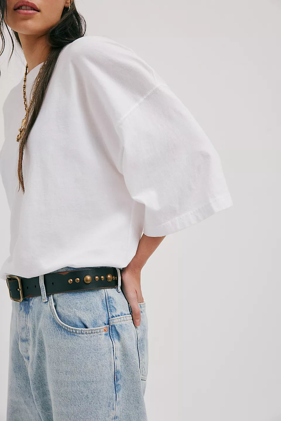 FREE PEOPLE PERFECT OVERSIZED TEE - WHITE
