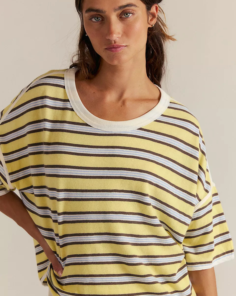FREE PEOPLE RUGBY TEE - YELLOW COMBO