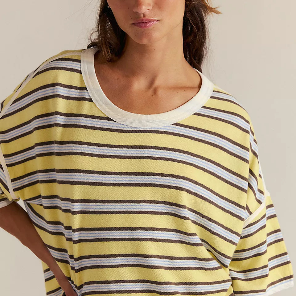 FREE PEOPLE RUGBY TEE - YELLOW COMBO