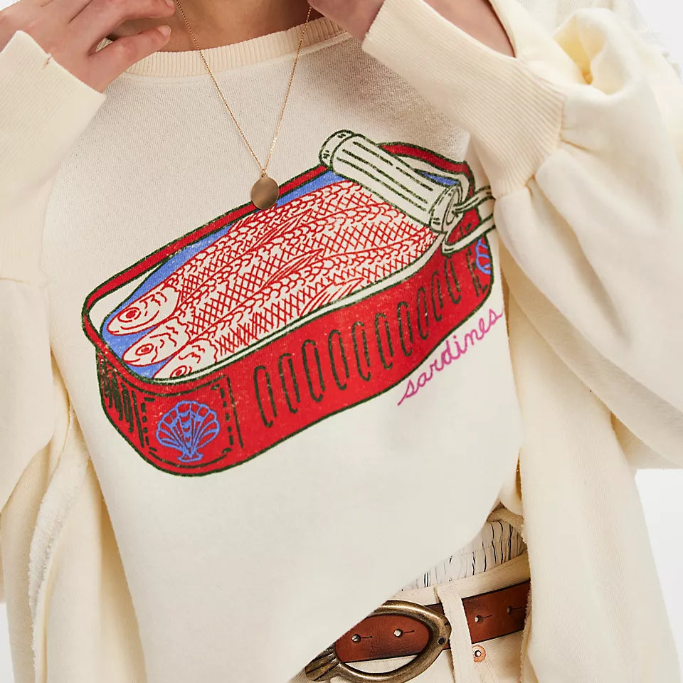 FREE PEOPLE GRAPHIC CAMDEN PULLOVER - SARDINE COMBO