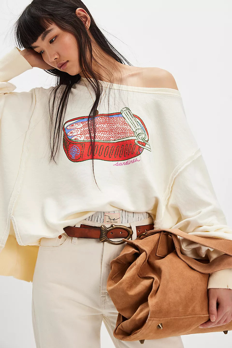 FREE PEOPLE GRAPHIC CAMDEN PULLOVER - SARDINE COMBO