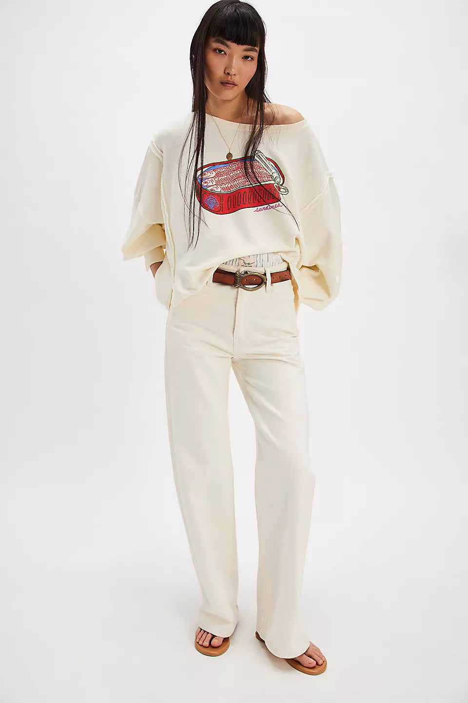 FREE PEOPLE GRAPHIC CAMDEN PULLOVER - SARDINE COMBO