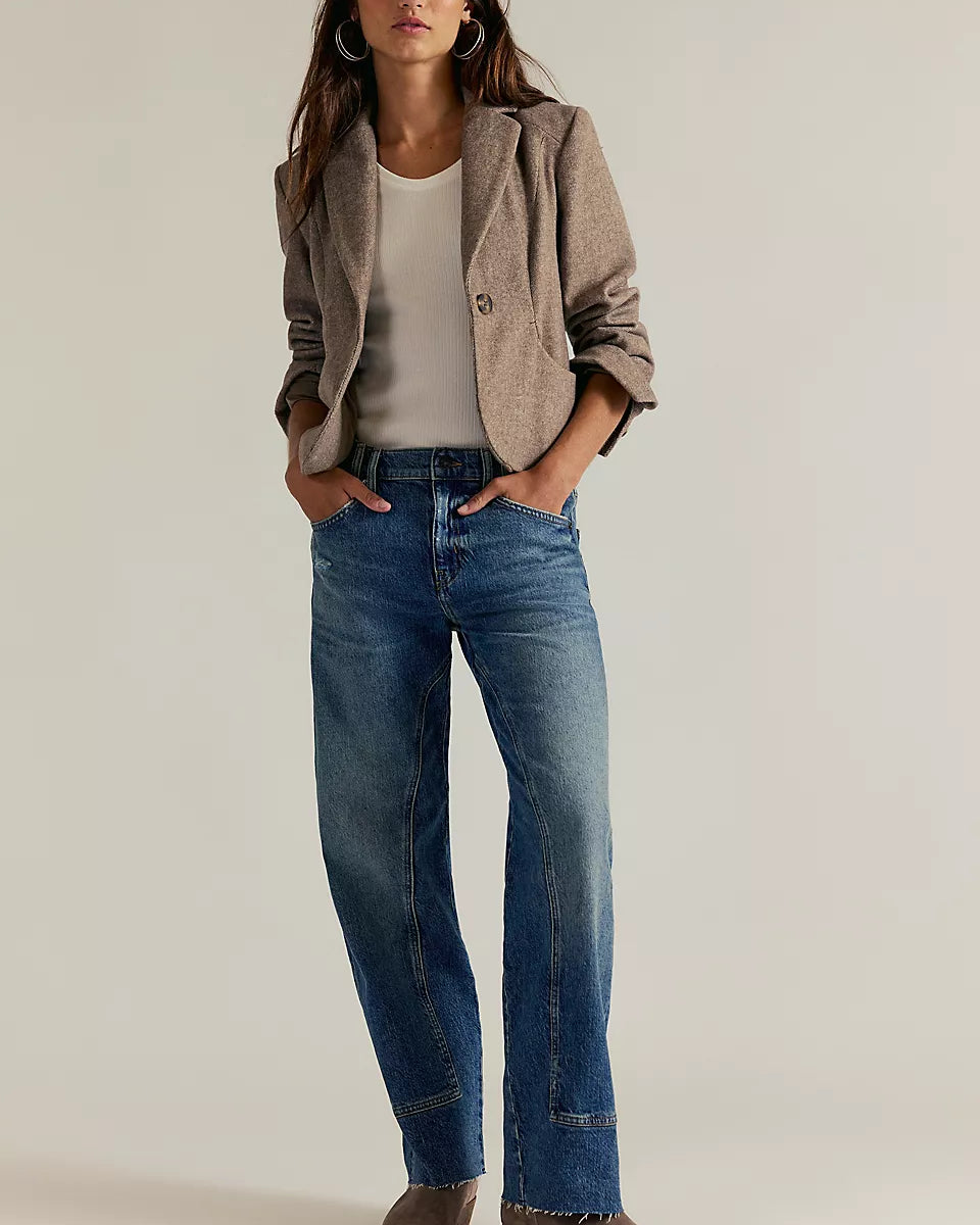 FREE PEOPLE RISK TAKER MID/RISE STRAIGHT JEANS - CHANCE