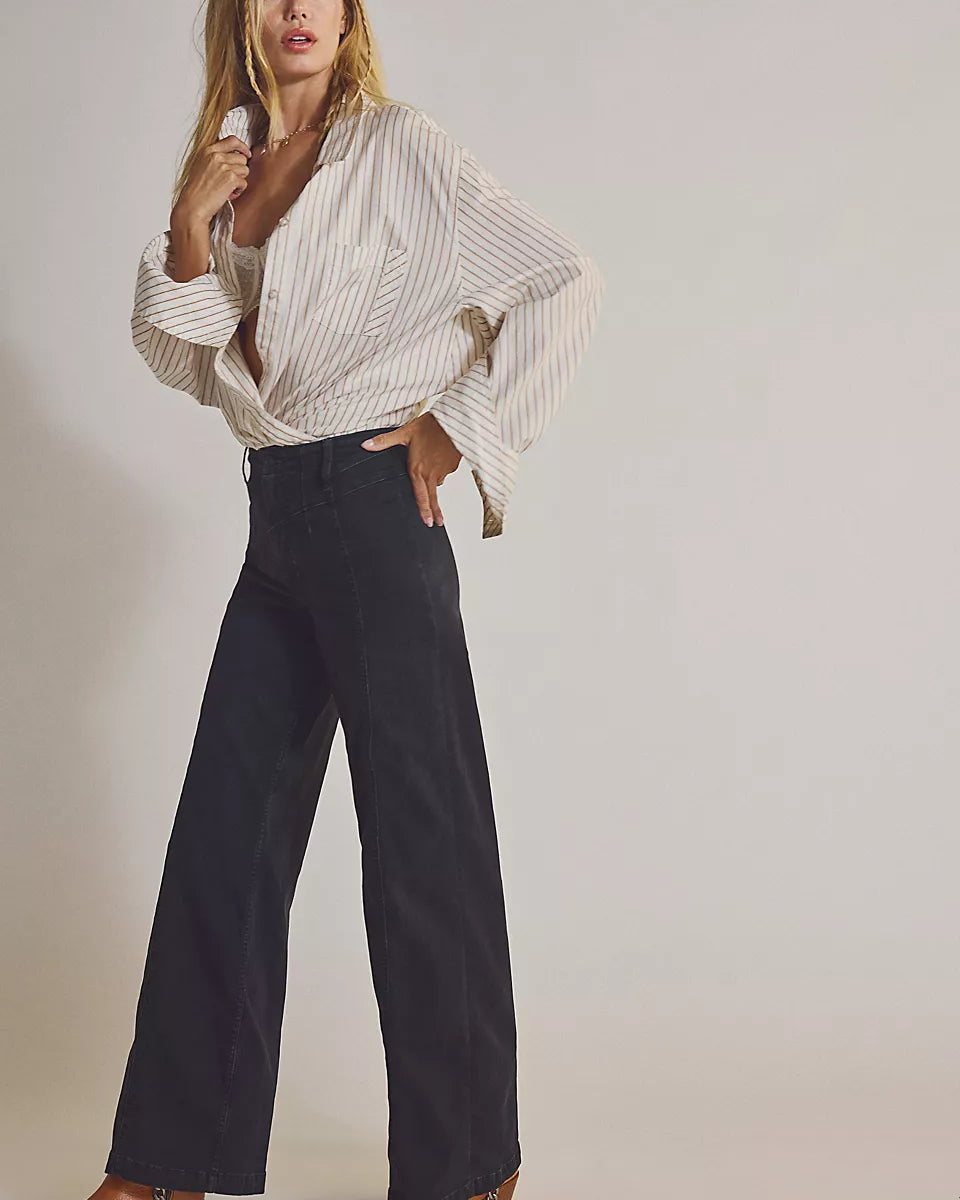 FREE PEOPLE LIBRE WIDE LEG PANT - CAFE NOIR