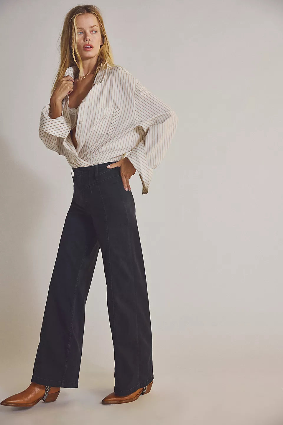 FREE PEOPLE LIBRE WIDE LEG PANT - CAFE NOIR