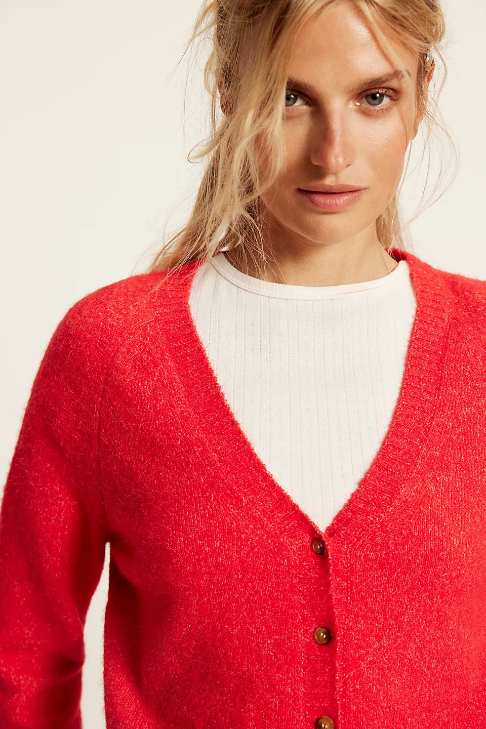 FREE PEOPLE SCHOOL GIRL CARDI - CHERRY POP MELANGE