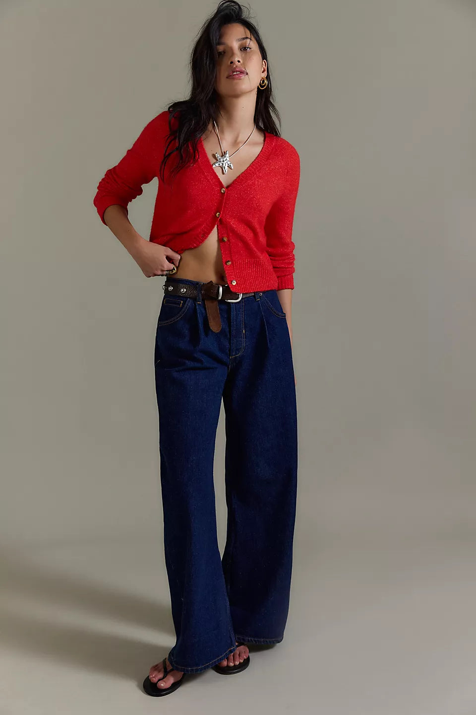 FREE PEOPLE SCHOOL GIRL CARDI - CHERRY POP MELANGE