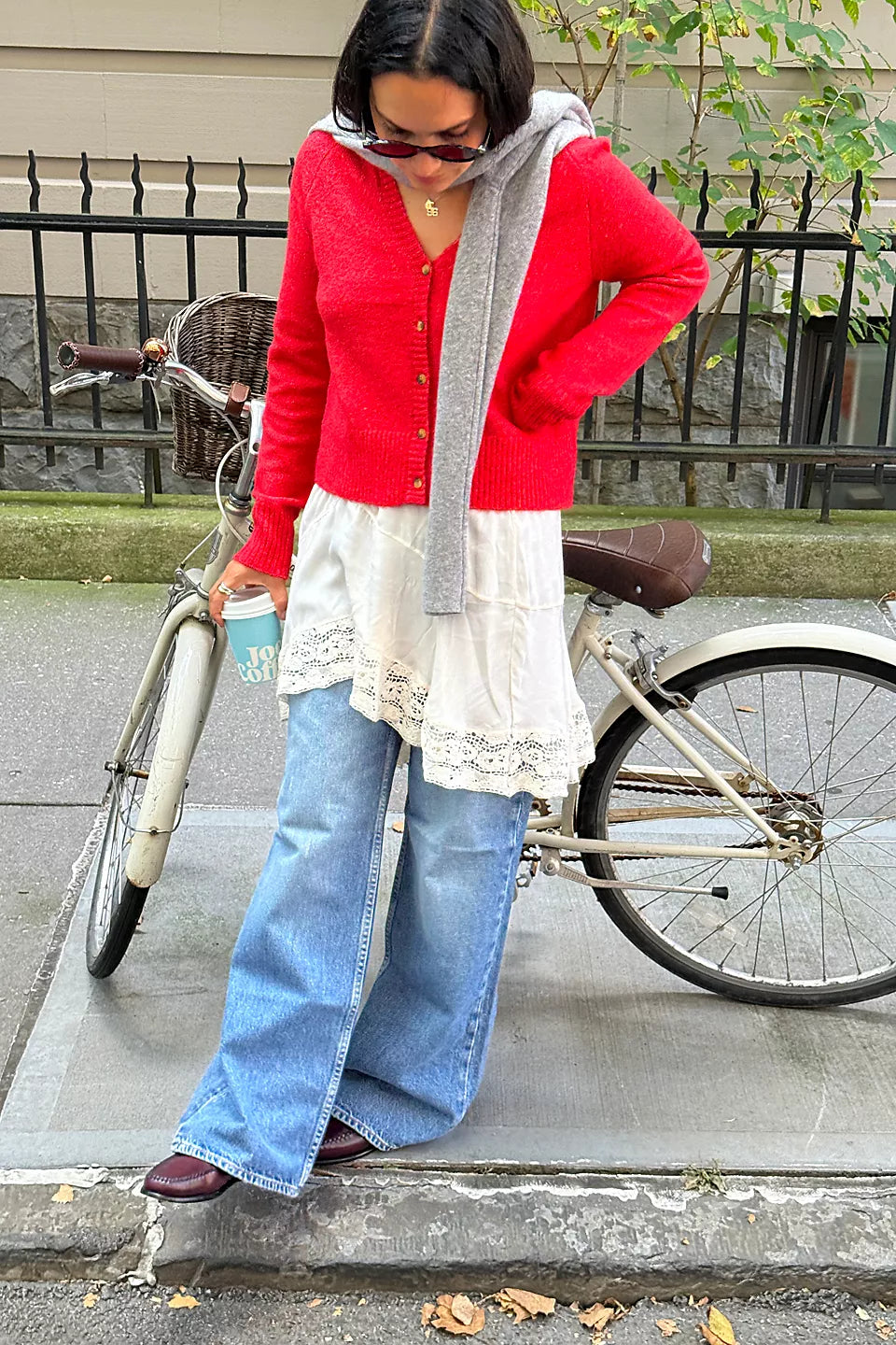 FREE PEOPLE SCHOOL GIRL CARDI - CHERRY POP MELANGE
