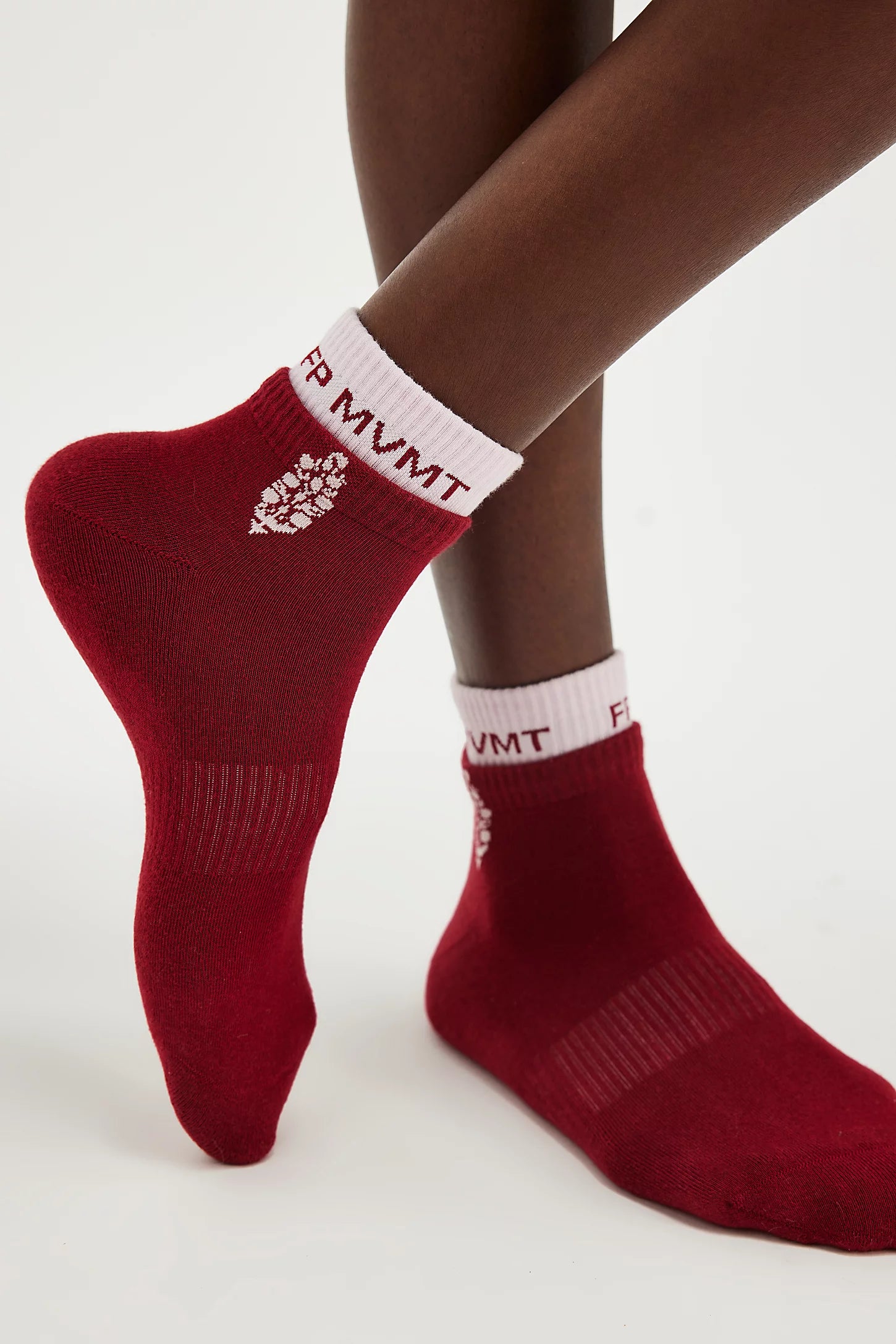 FREE PEOPLE QUARTER CREW COURT SOCK - BURGUNDY