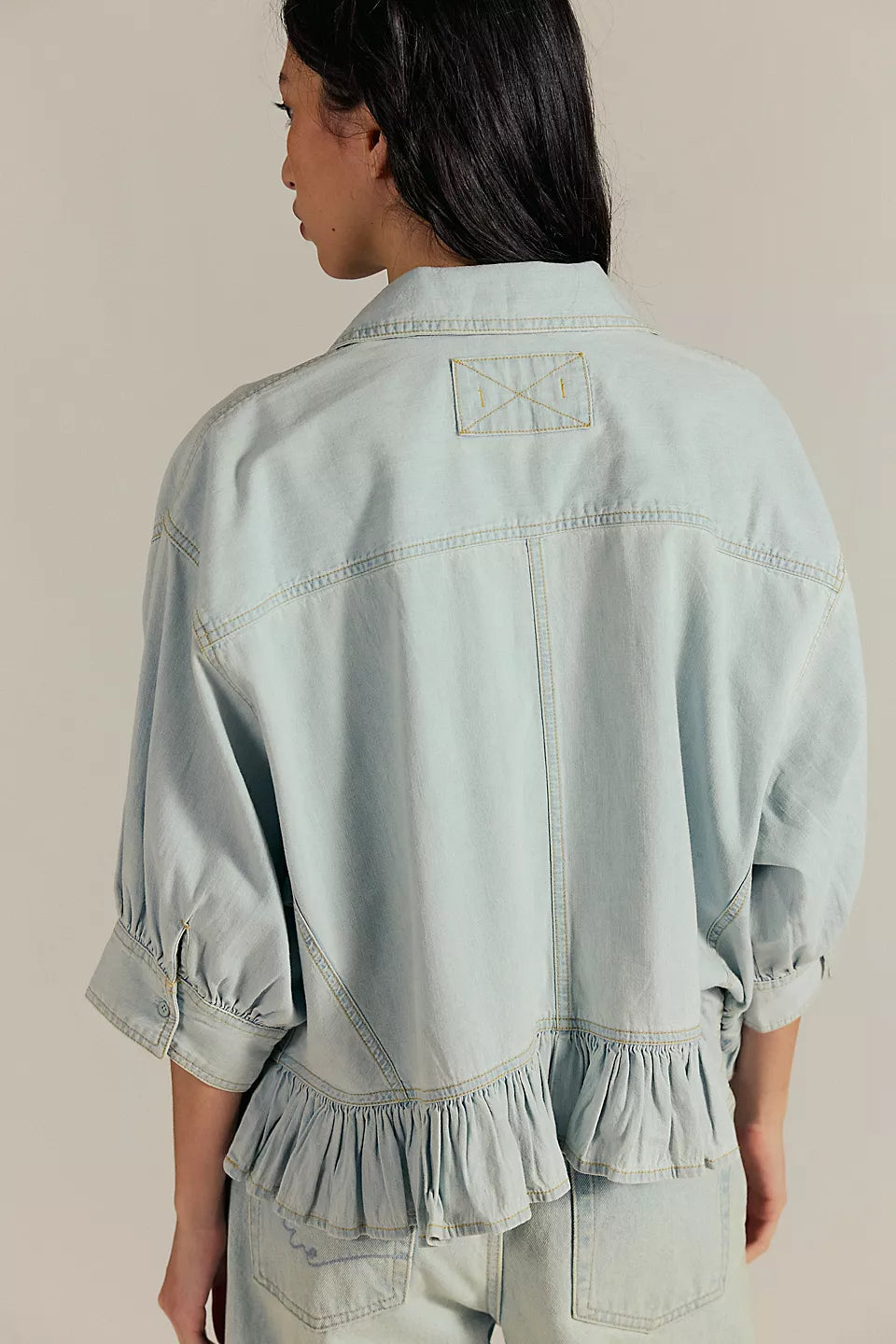 FREE PEOPLE BAILEY DENIM SHIRT - LIGHT TINT WASH