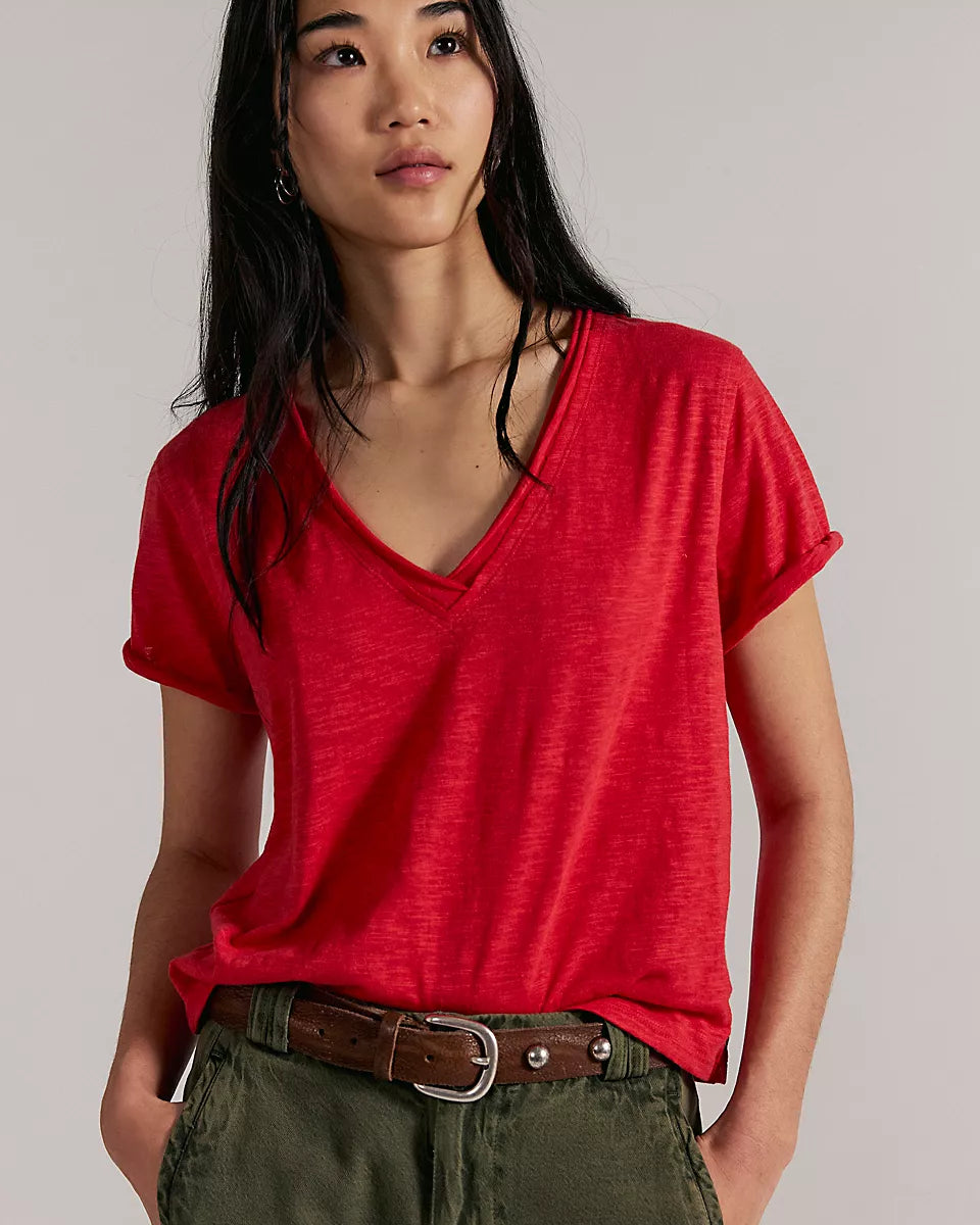 FREE PEOPLE TAKE TWO TEE - RACING RED