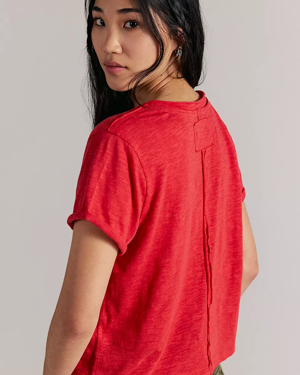 FREE PEOPLE TAKE TWO TEE - RACING RED
