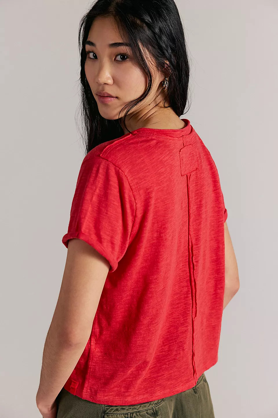 FREE PEOPLE TAKE TWO TEE - RACING RED