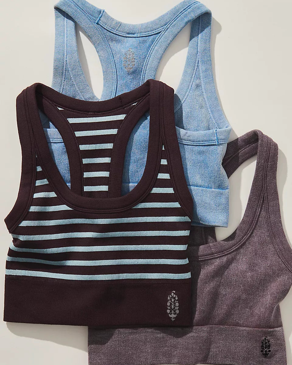 FREE PEOPLE GO TO STRIPE BRA - CHOCOLATE COMBO