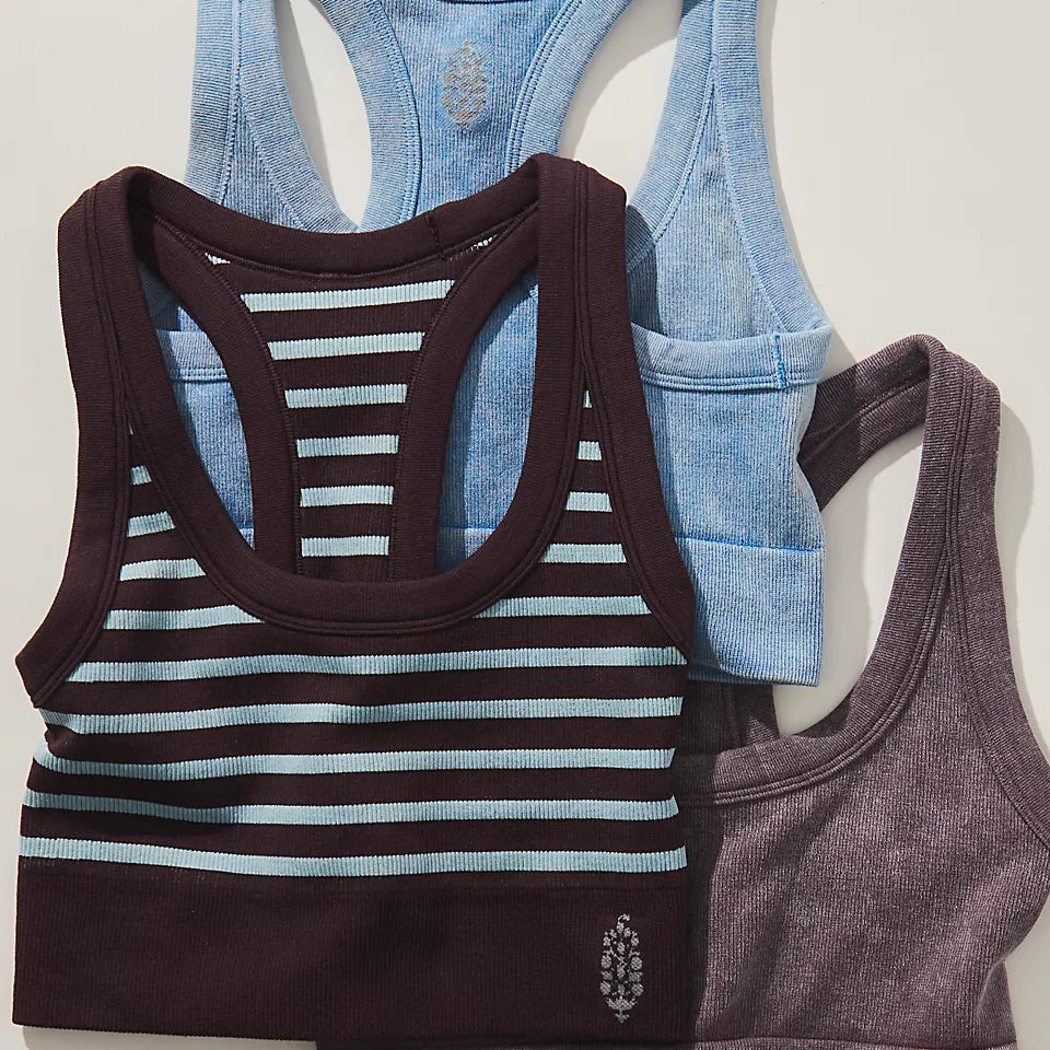 FREE PEOPLE GO TO STRIPE BRA - CHOCOLATE COMBO