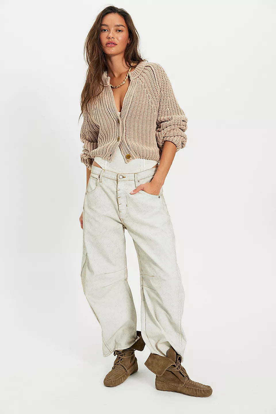 FREE PEOPLE SWEET NOTHING CARDI - SANDCASTLE