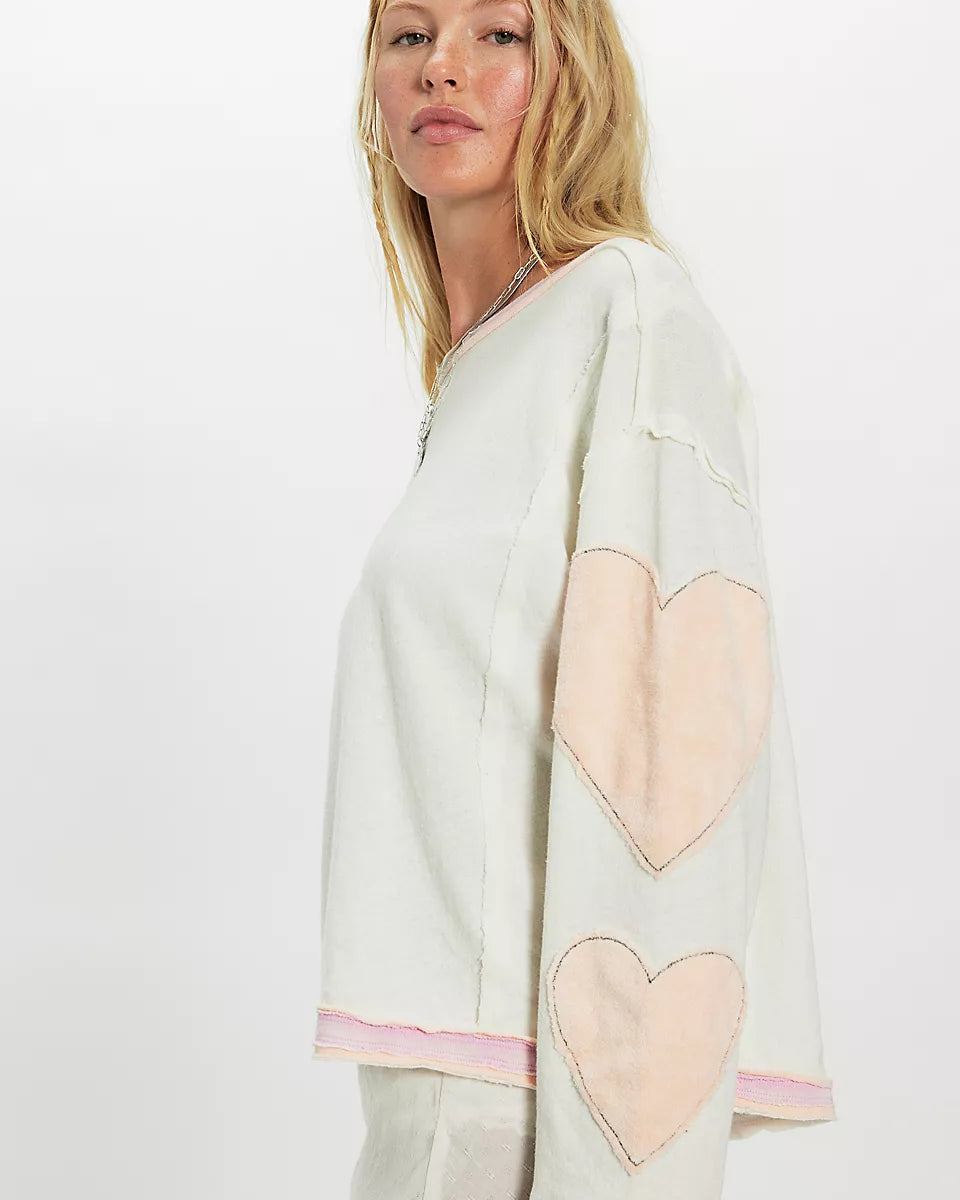 FREE PEOPLE YOU'RE A STAR TEE - MINT HEART COMBO