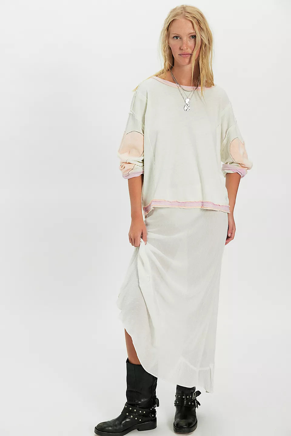 FREE PEOPLE YOU'RE A STAR TEE - MINT HEART COMBO