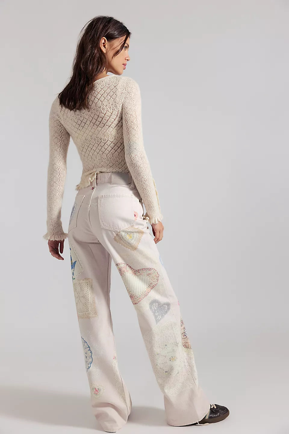 FREE PEOPLE PRINTED TINSLEY PANT - HEIRLOOM IVORY