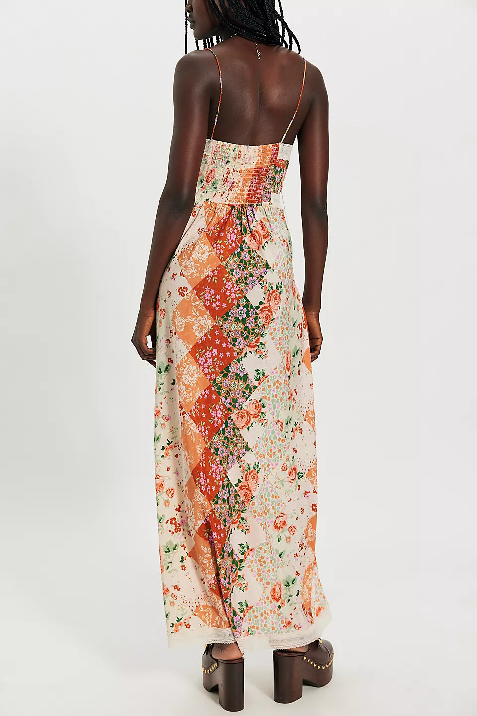 FREE PEOPLE DAISY FIELDS MAXI DRESS - BROWN COMBO