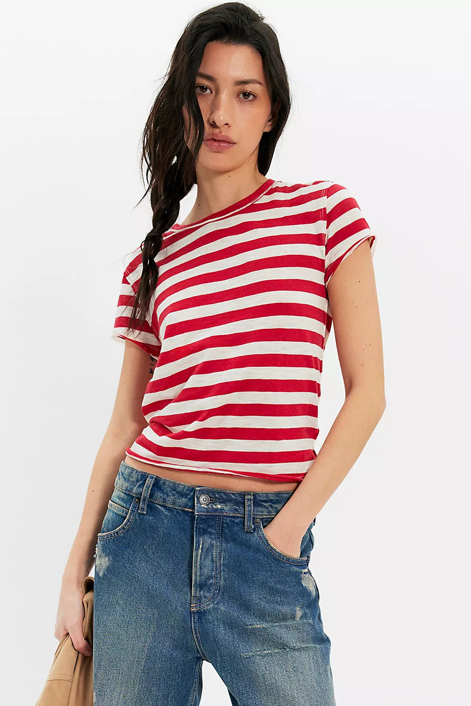 FREE PEOPLE NORA TEE - RED COMBO