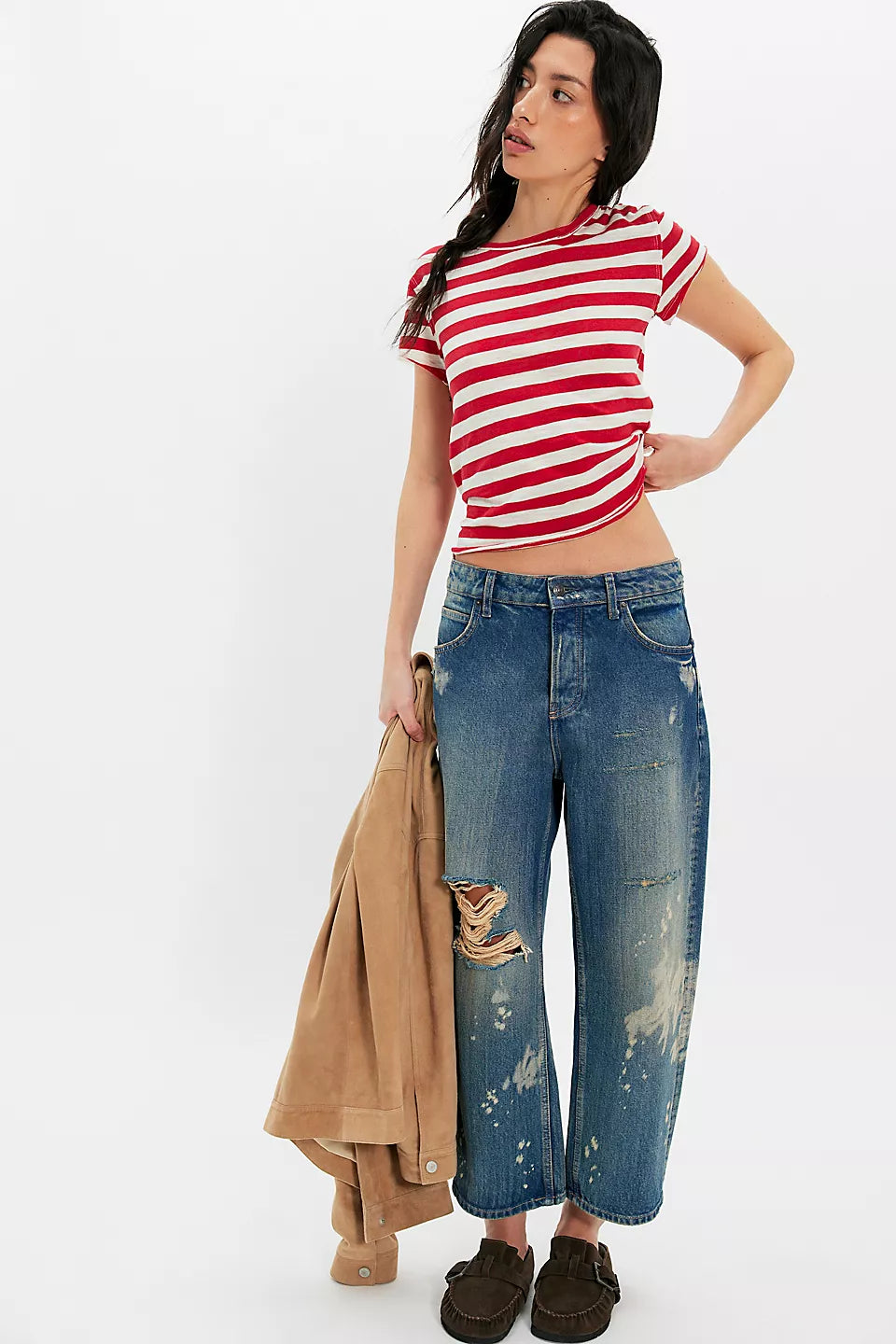 FREE PEOPLE NORA TEE - RED COMBO