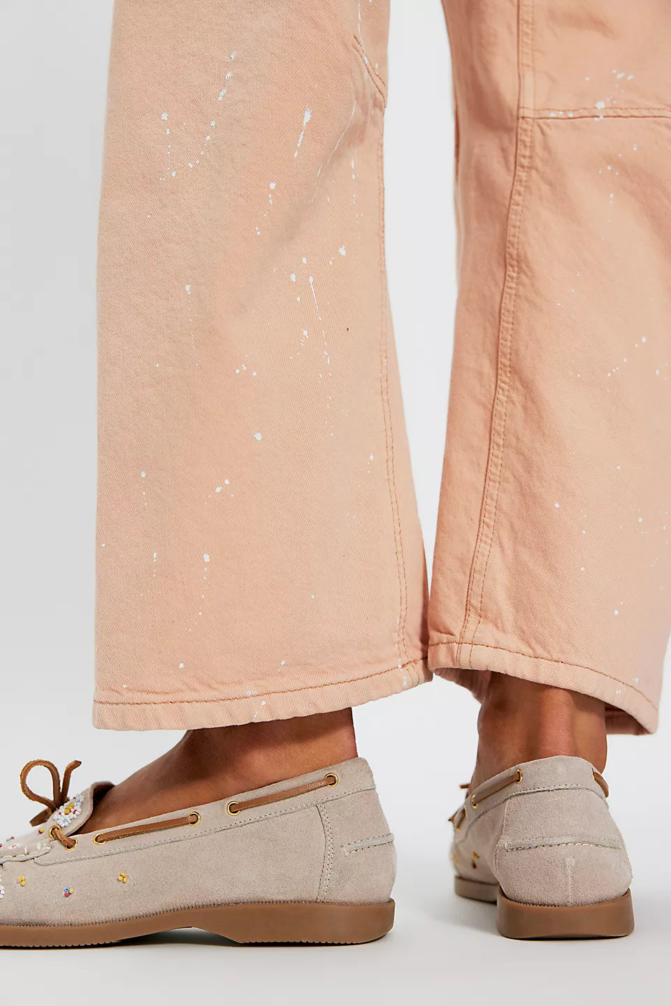 FREE PEOPLE SANDY SEED BEAD BOAT SHOES - OYSTER COVE SUEDE