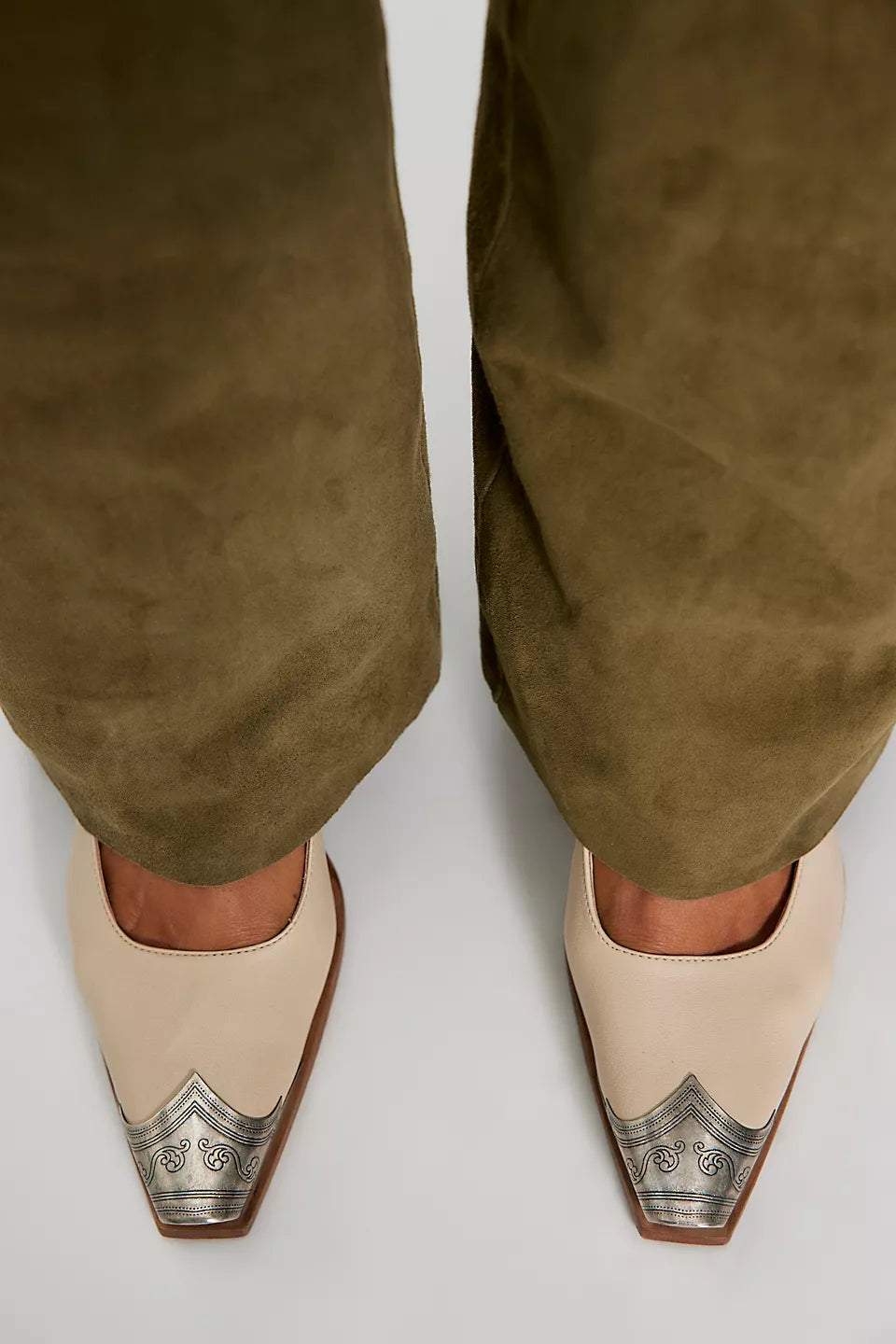 FREE PEOPLE BRAYDEN SLINGBACK HEELS - BONE LEATHER