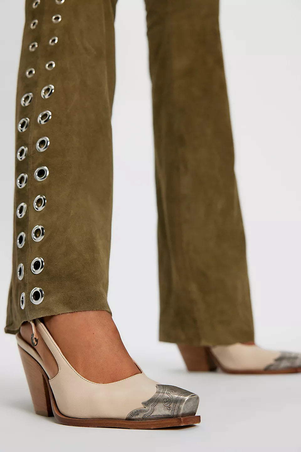 FREE PEOPLE BRAYDEN SLINGBACK HEELS - BONE LEATHER