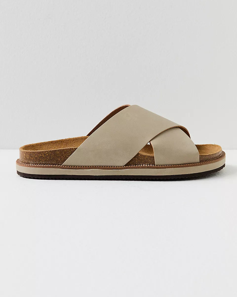 FREE PEOPLE SIDELINES FOOTBED SLIDE - DOVE GREY