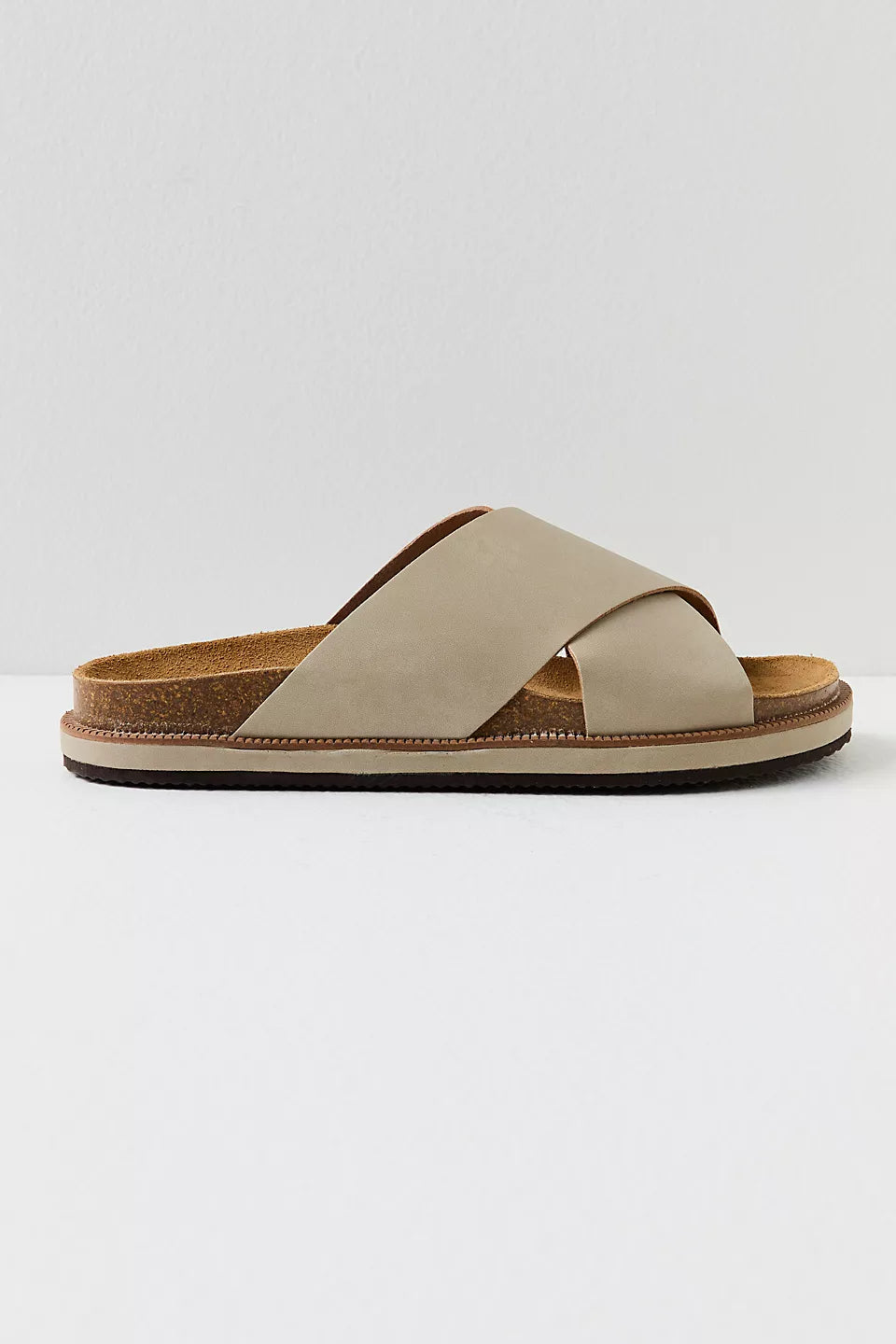 FREE PEOPLE SIDELINES FOOTBED SLIDE - DOVE GREY