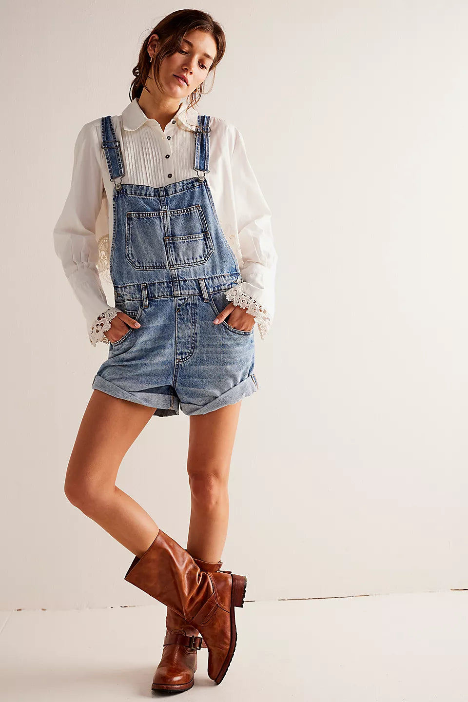 FREE PEOPLE ZIGGY DENIM SHORTALLS - FOLLOW YOUR HEART