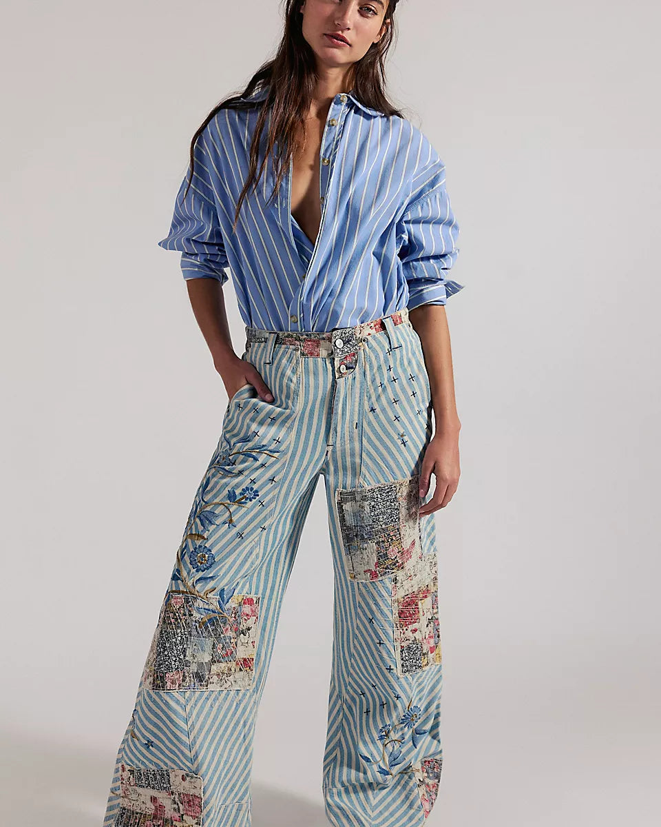 FREE PEOPLE RUNYON PATCHED PANT - WEST RIDGE