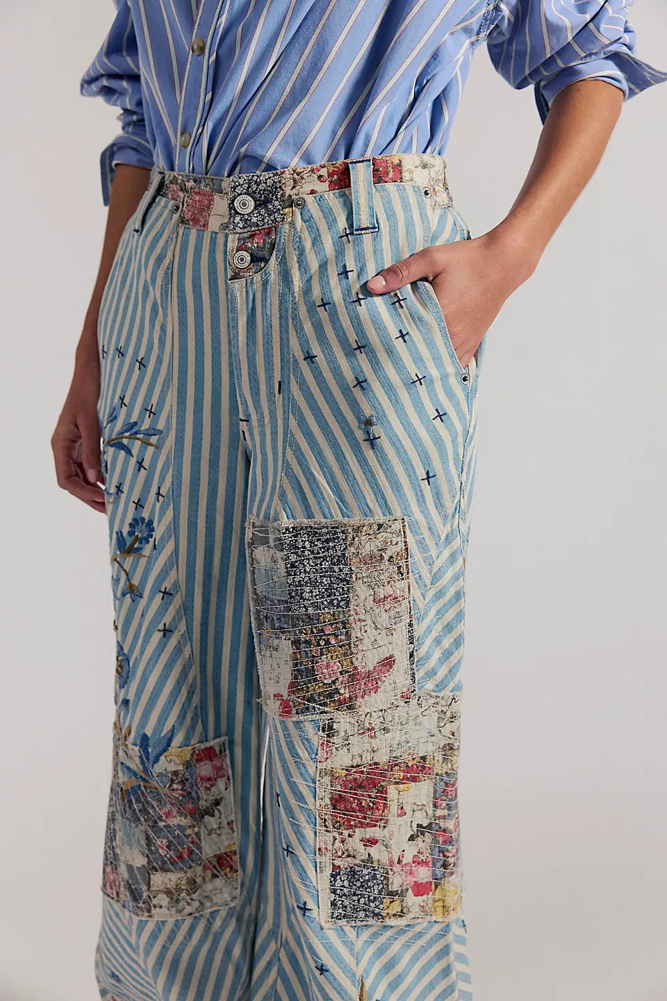 FREE PEOPLE RUNYON PATCHED PANT - WEST RIDGE